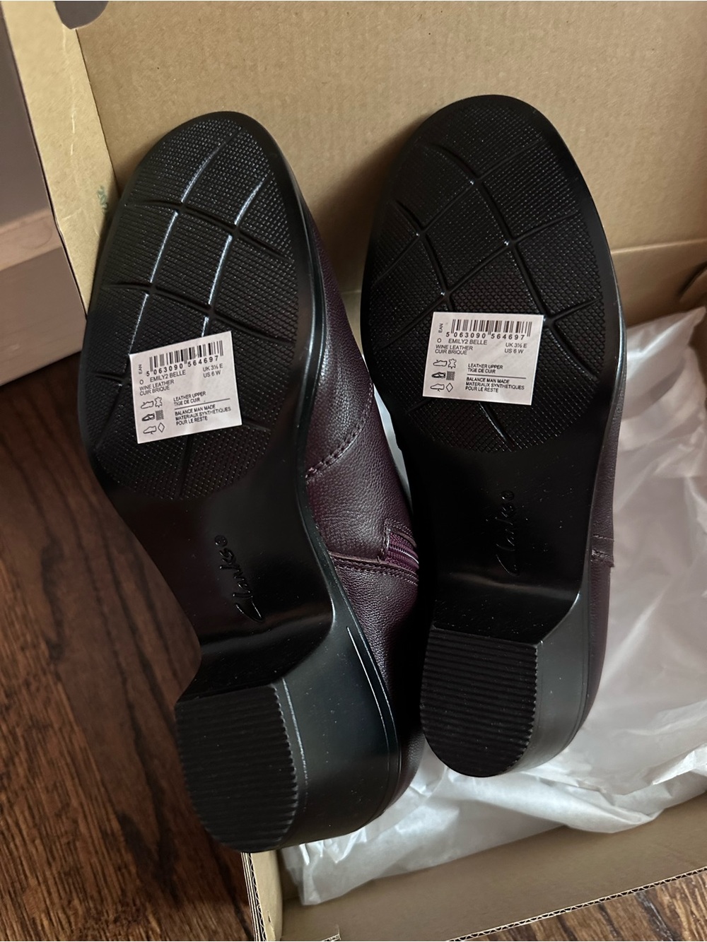Clarks Emily2 Belle Burgundy Ankle Booties, 6 Wide - Picture 12 of 16